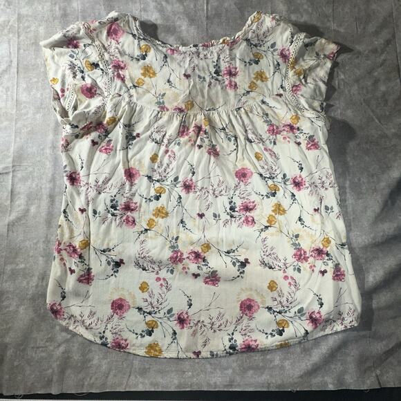 Buffalo David Bitton Floral Blouse, Capped Sleeves, XXL - Picture 6 of 6